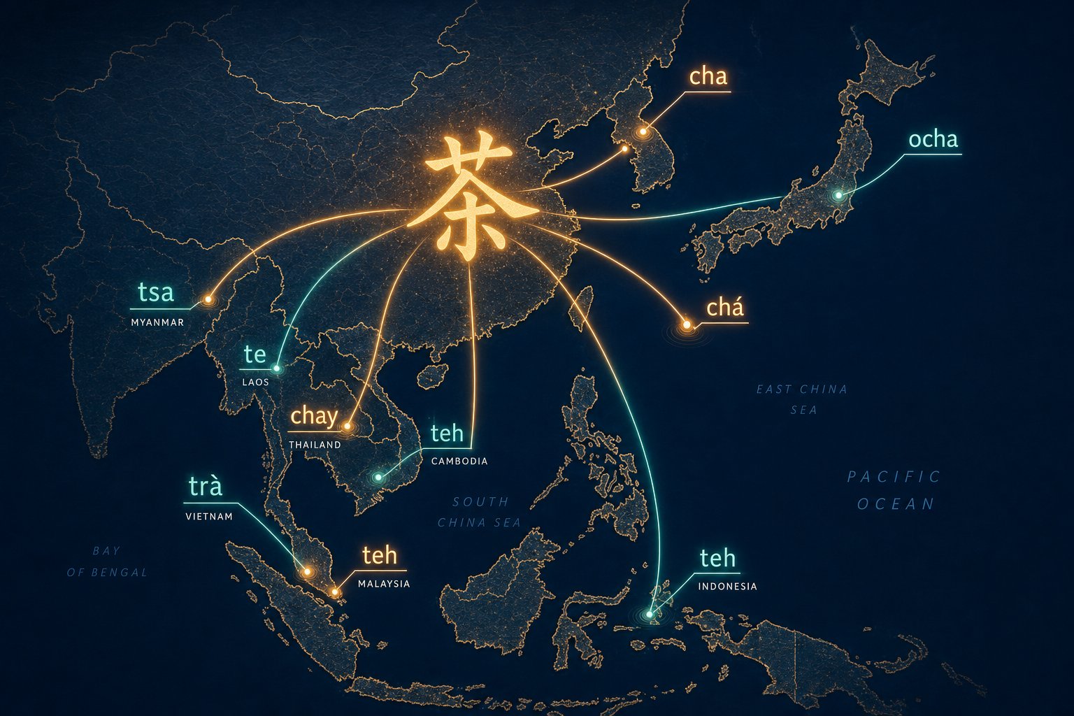 one chinese character branches into multiple english spellings across different regions and romanization systems