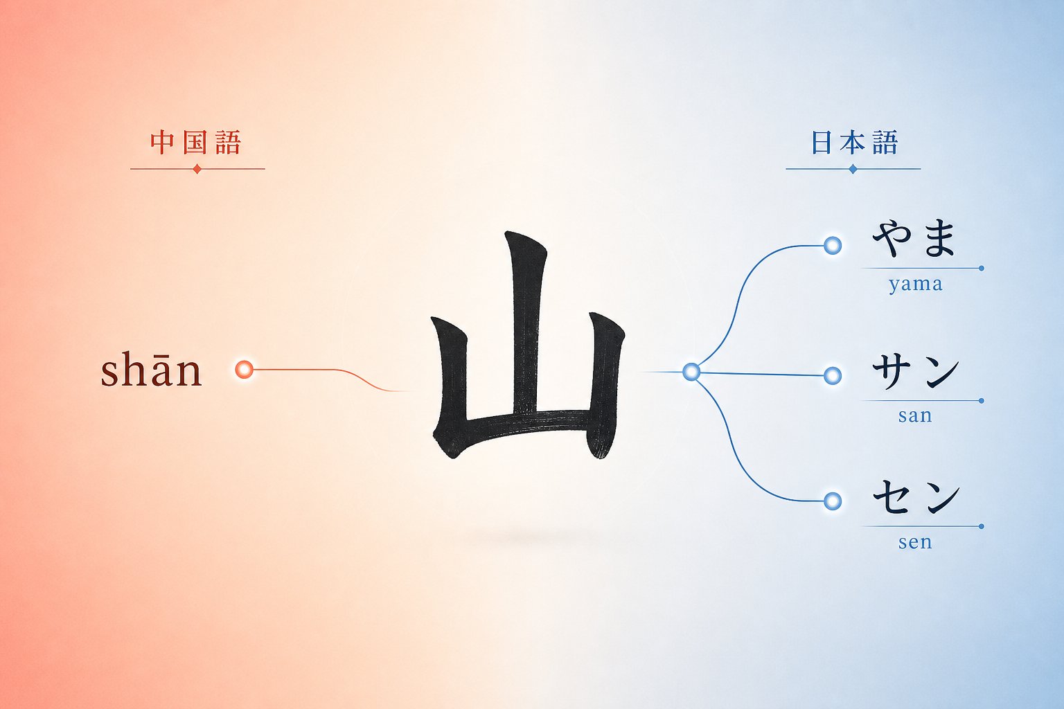 one kanji character can have multiple japanese readings while the same character in chinese typically has just one pronunciation