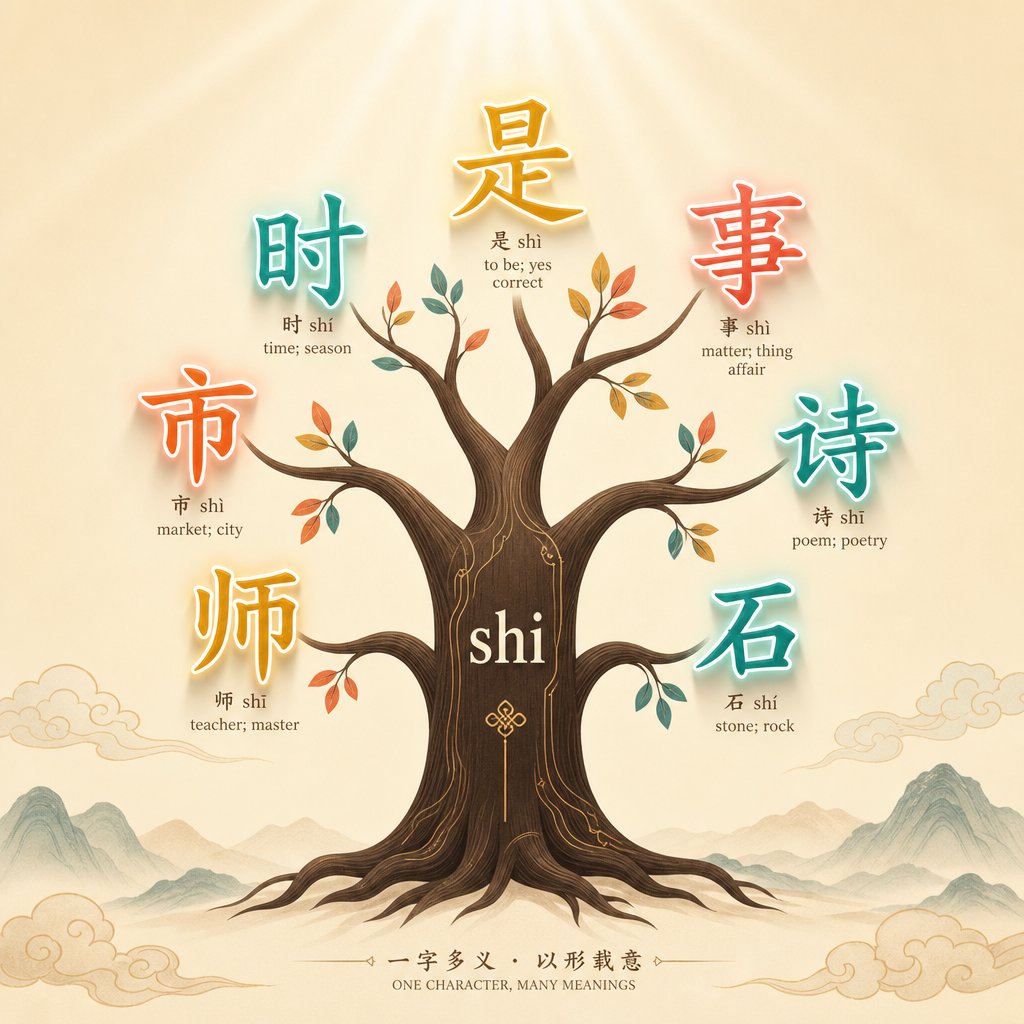 one pinyin syllable branching into many characters each carrying a unique meaning commonly used in chinese names