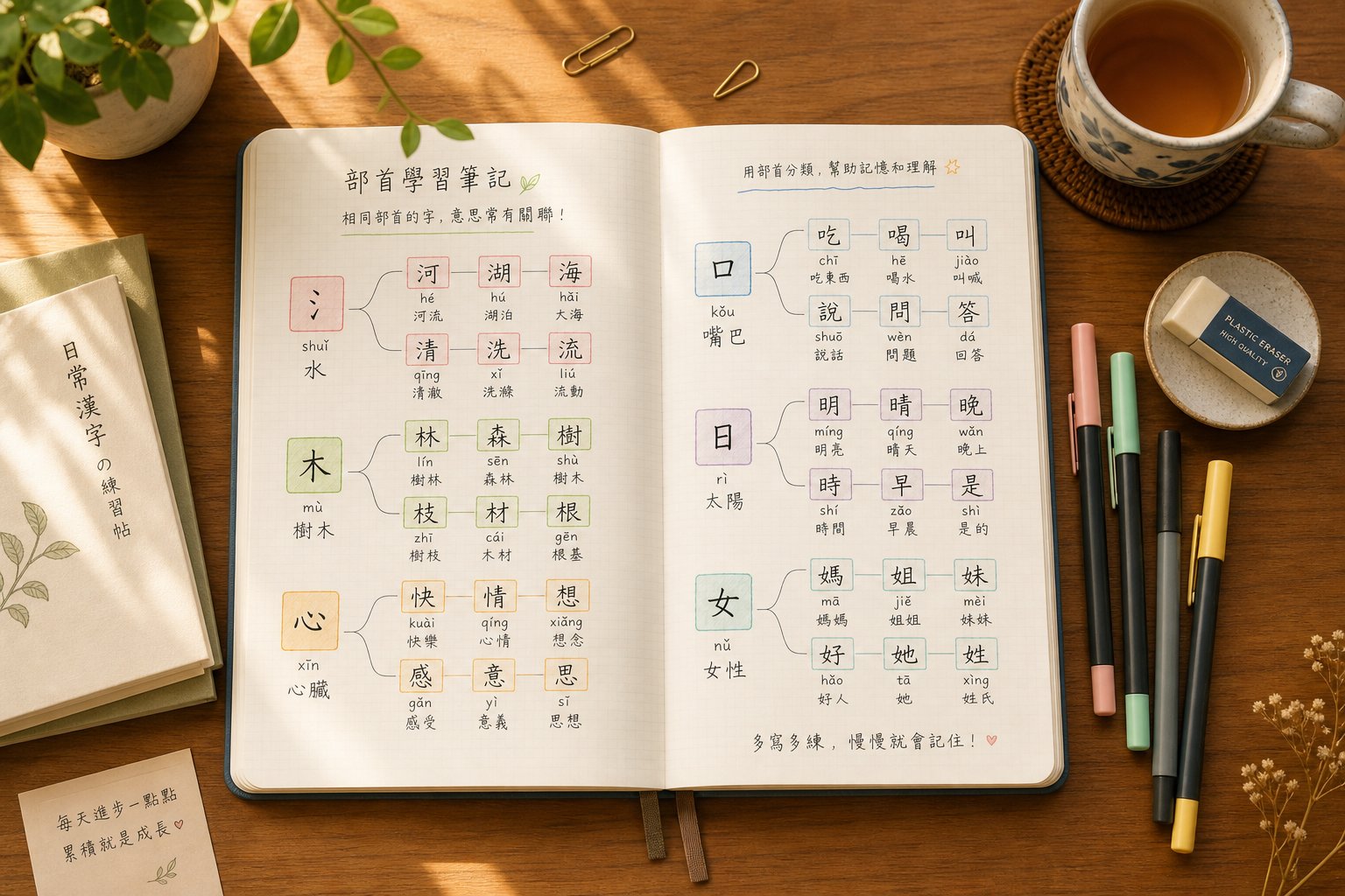 organizing chinese characters by shared semantic components turns vocabulary study into a structured and efficient system