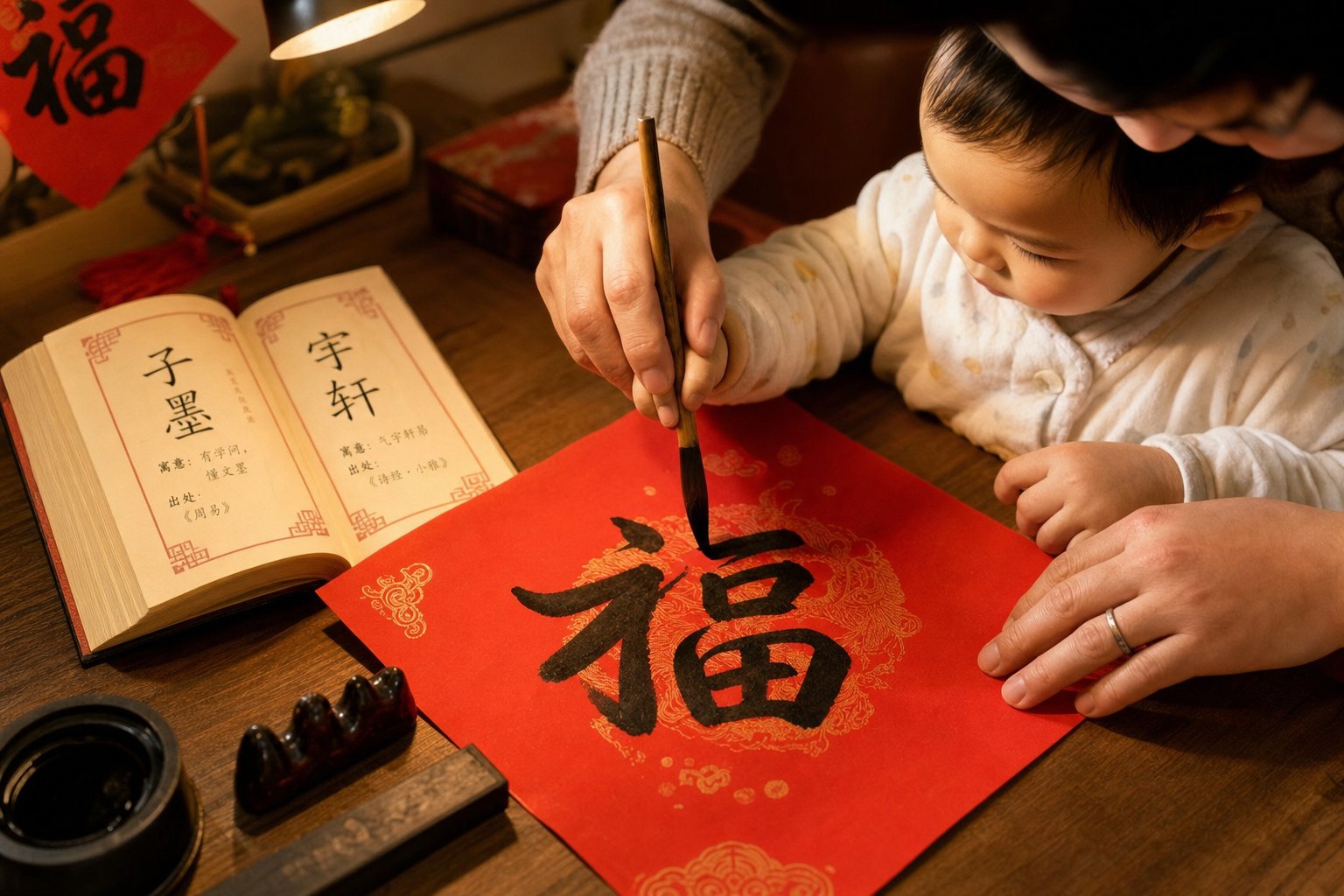 parents carefully selecting chinese beauty characters for their baby's name