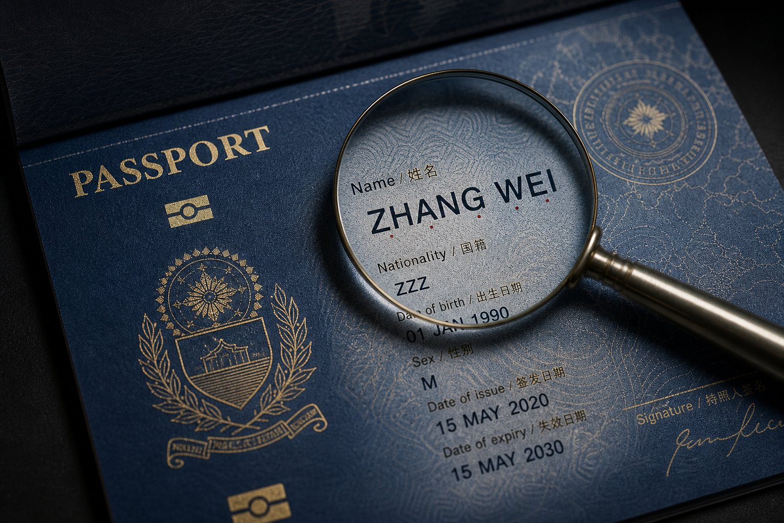 passport formatting merges pinyin syllables into uppercase blocks without spaces