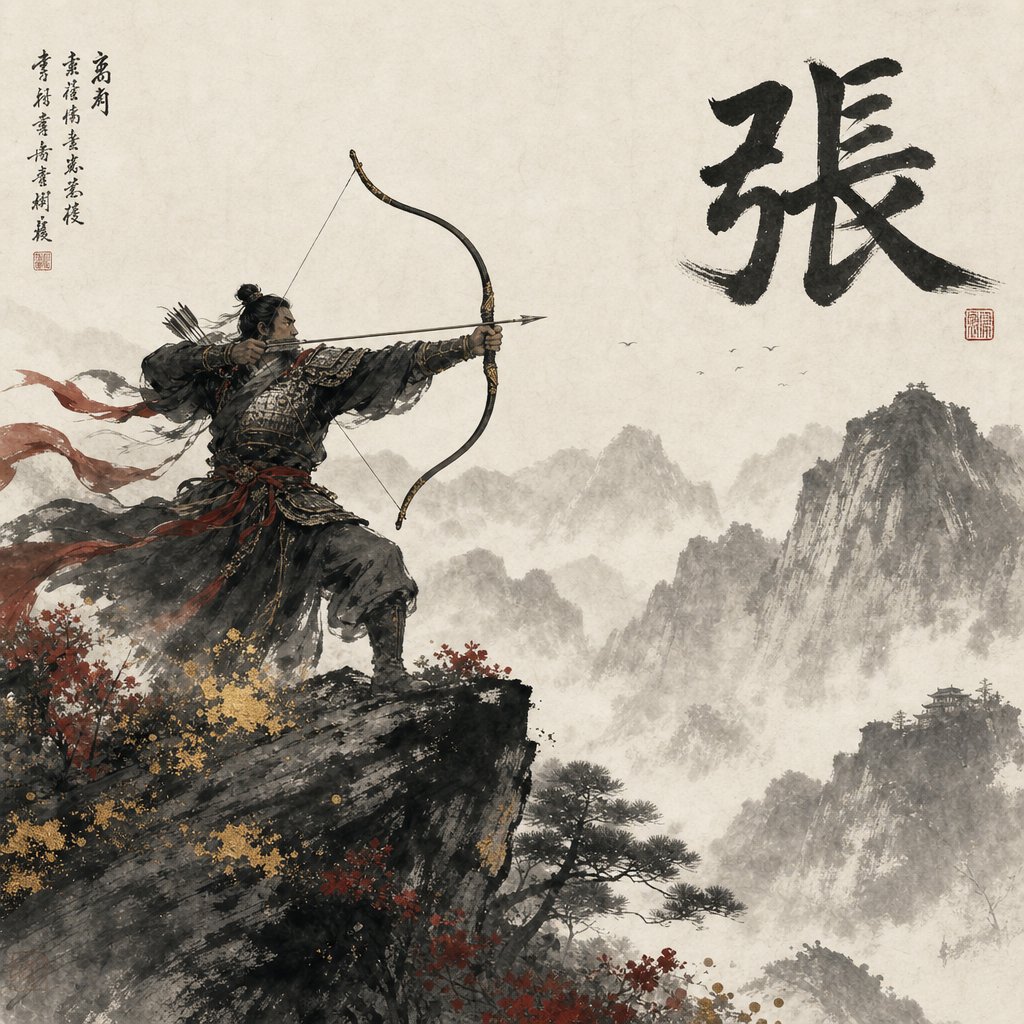 the character 張 originates from the image of drawing a bow connecting archery to one of china's most common surnames