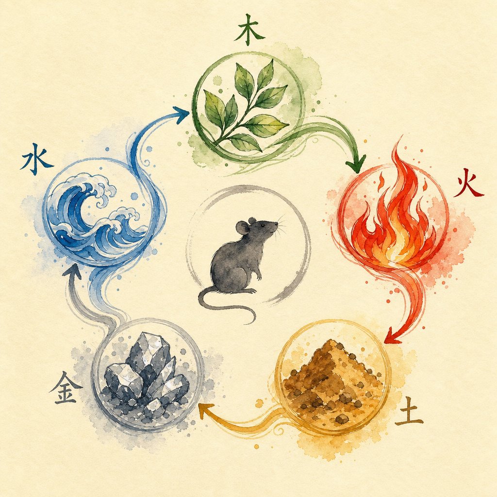 the five elements cycle determines which characters best balance each specific rat year's energy