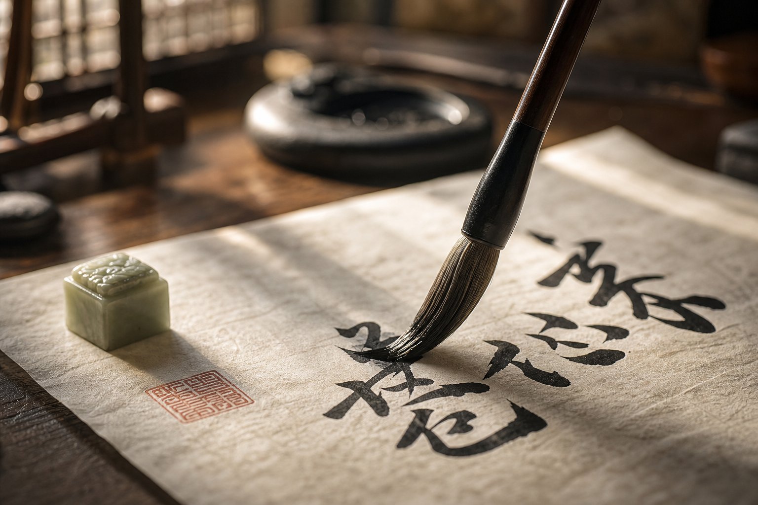 traditional chinese calligraphy brush writing auspicious characters that form meaningful sheep year boy names