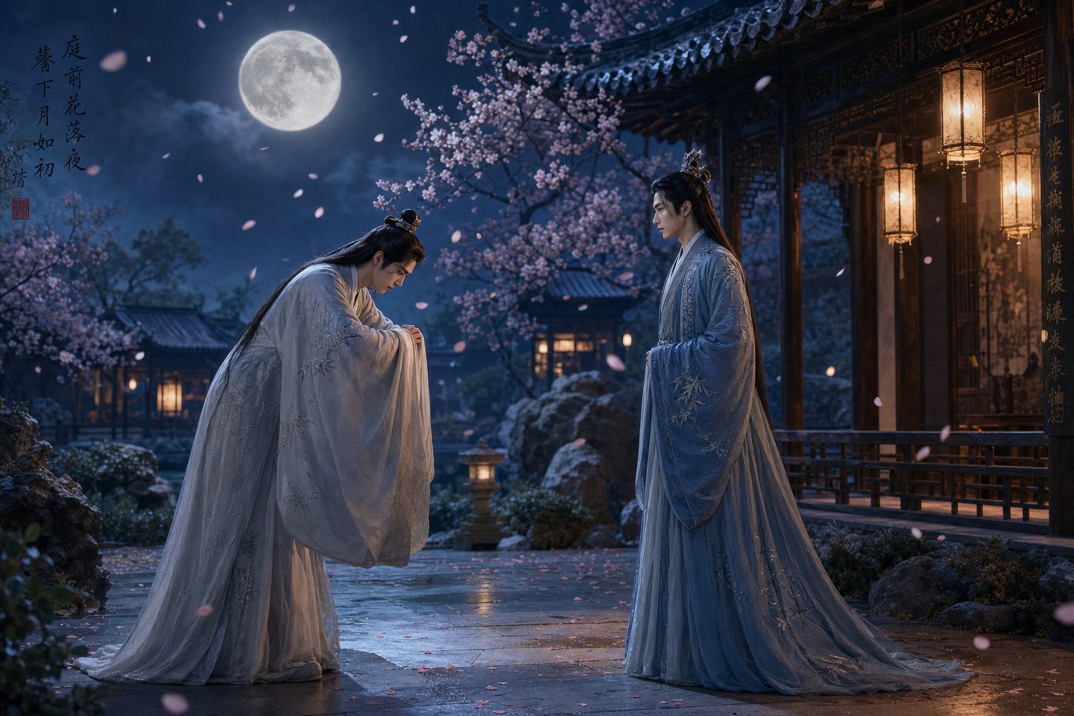 two figures in traditional chinese attire exchanging formal greetings illustrating how different forms of address reveal relationship dynamics