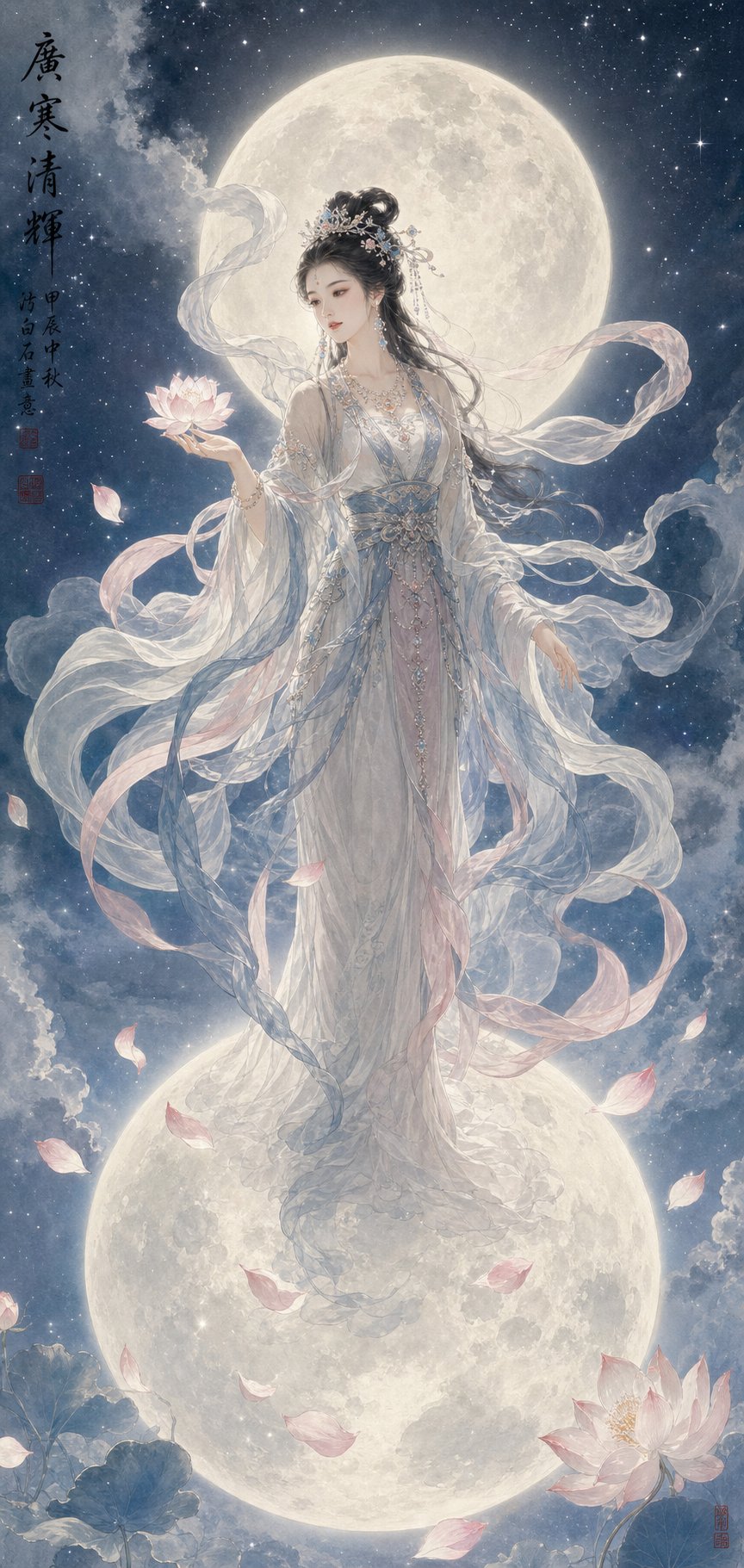 a moon goddess figure representing the feminine mythological tradition behind chinese girl names