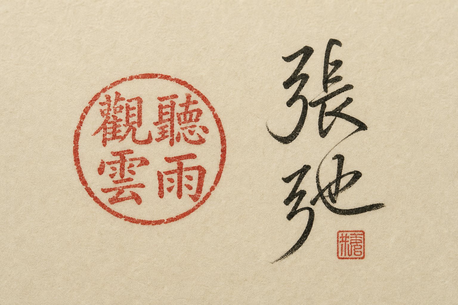 a red chinese seal impression alongside a handwritten calligraphy signature showing the two distinct formats