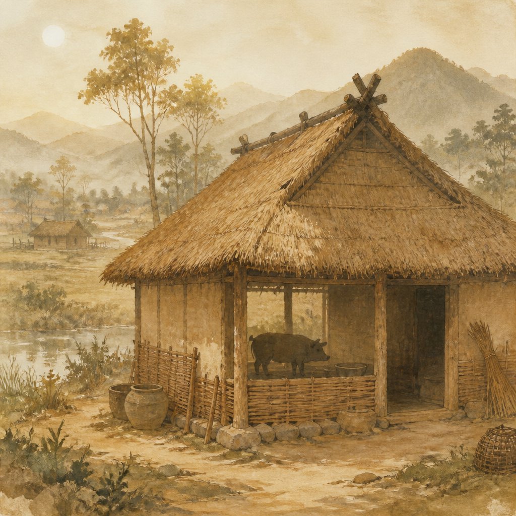 ancient chinese homes kept pigs under the roof inspiring the structure of the character 家