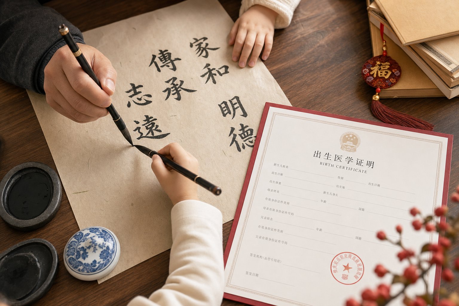 bridging traditional chinese calligraphy and modern naming documents in multicultural families