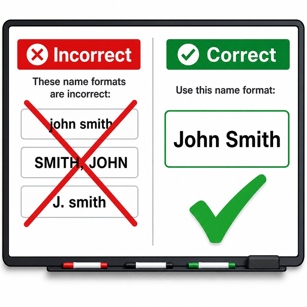 common pinyin formatting errors and their corrections for two character given names
