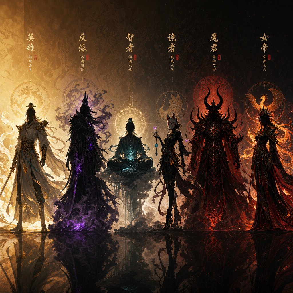 each character archetype in chinese fantasy carries distinct naming themes from light and virtue to shadow and fury