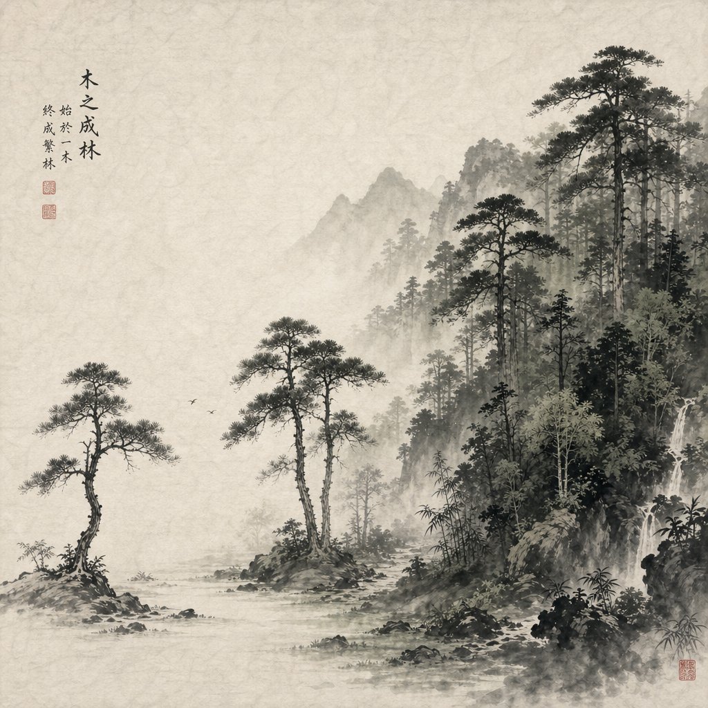 from one tree to a dense forest the visual logic behind 木 林 and 森