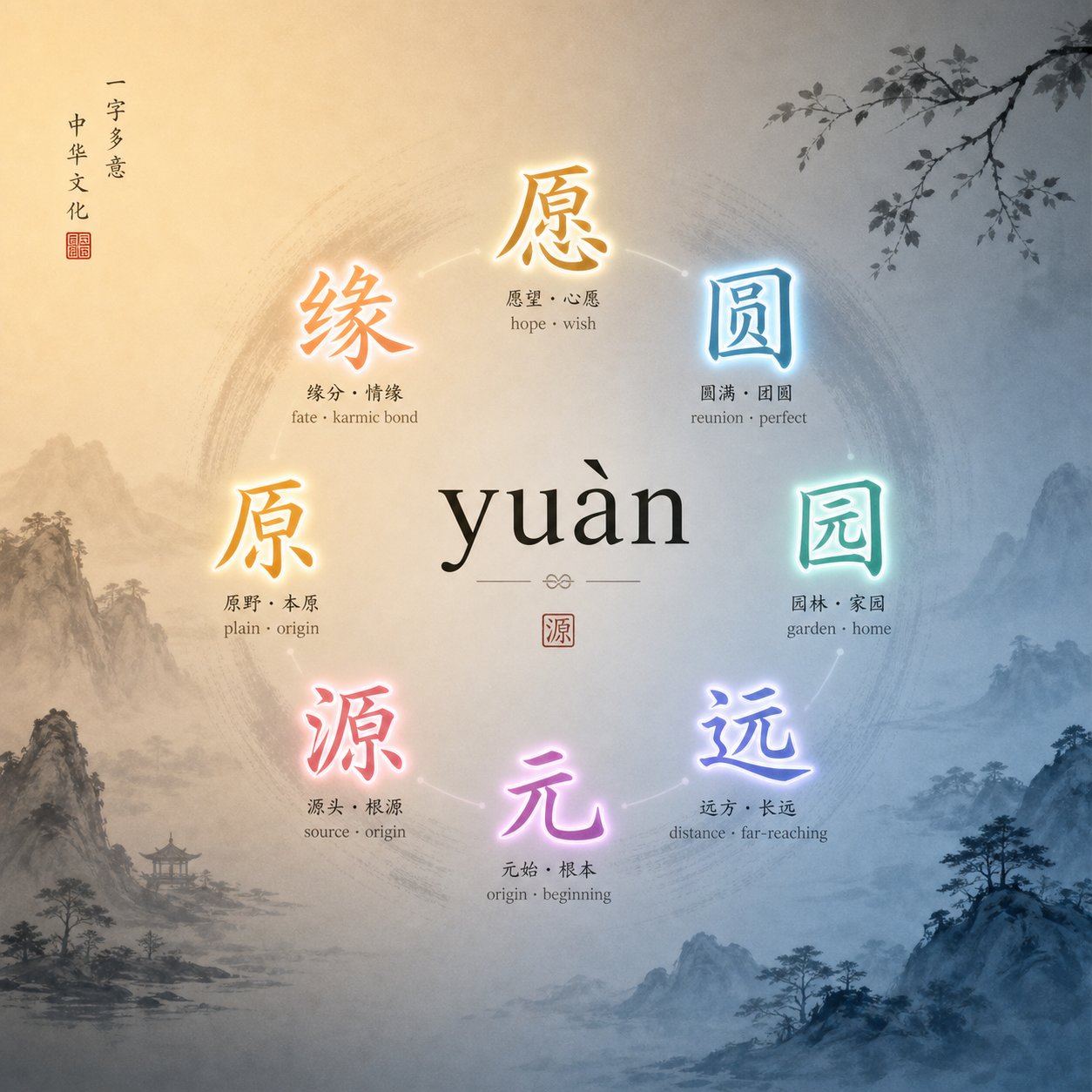 multiple chinese characters sharing the same pinyin sound each with a distinct meaning