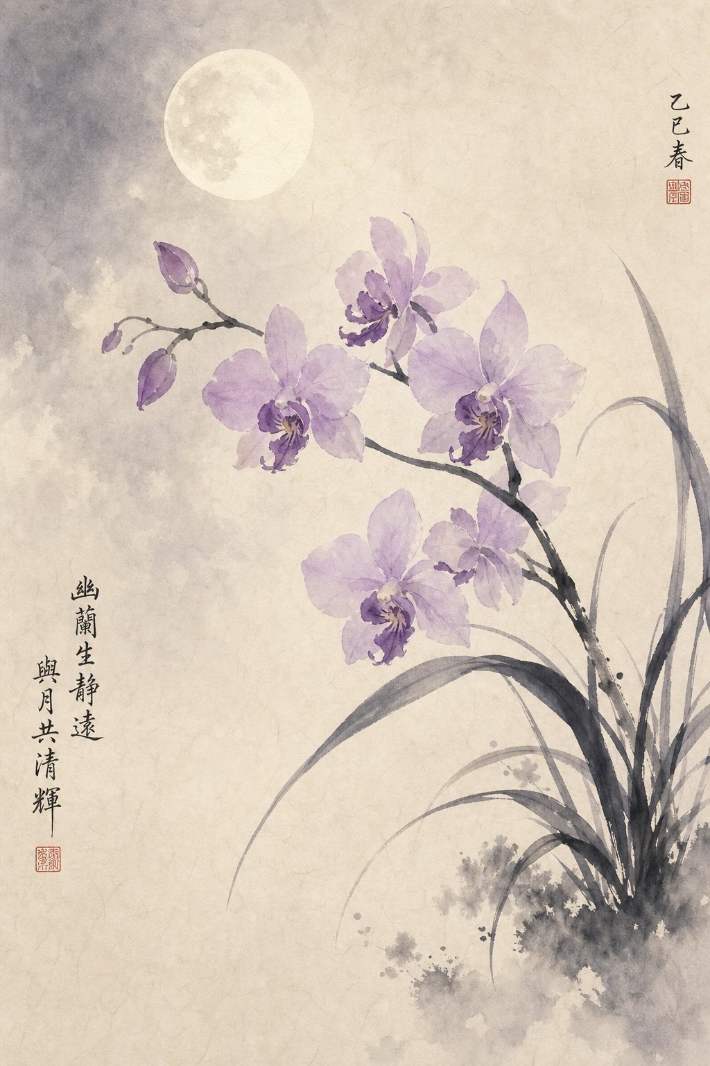 orchid and moonlight imagery reflecting how chinese girl names blend wisdom with nature and grace