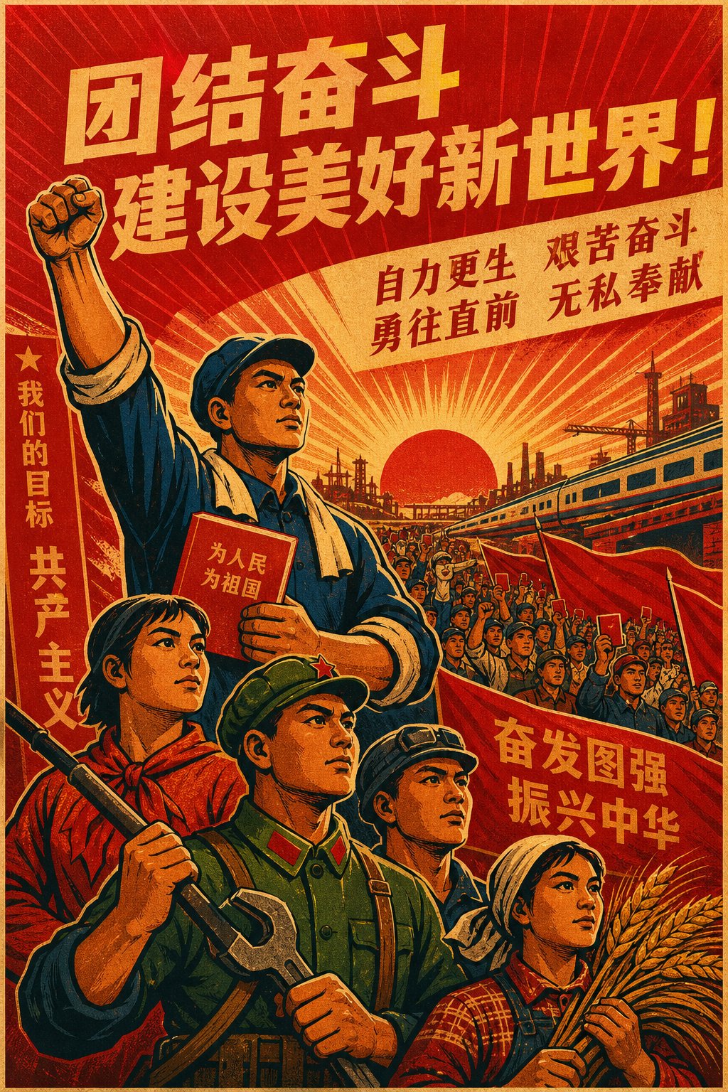 revolutionary era chinese propaganda art style reflecting the political naming culture of the 1950s through 1970s