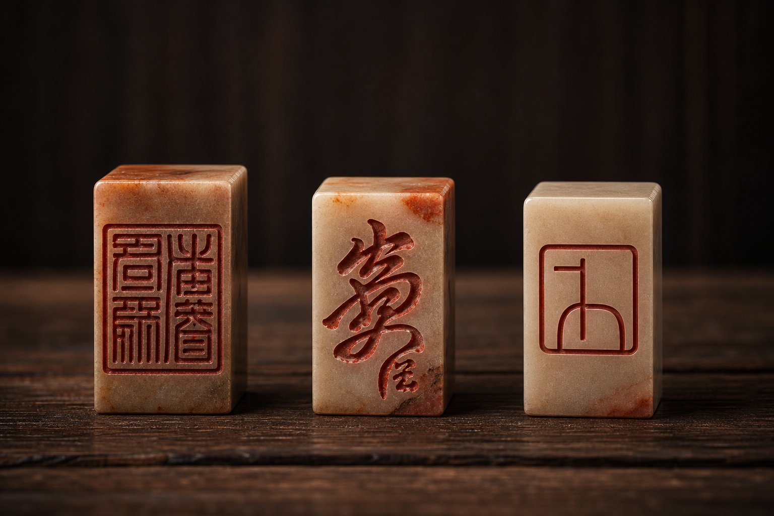 three different approaches to rendering a name on a chinese seal