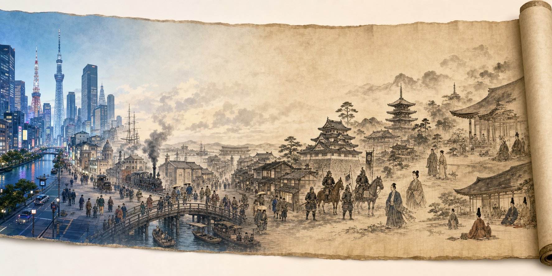 visual timeline showing the evolution of japanese male naming traditions from ancient court era to modern day