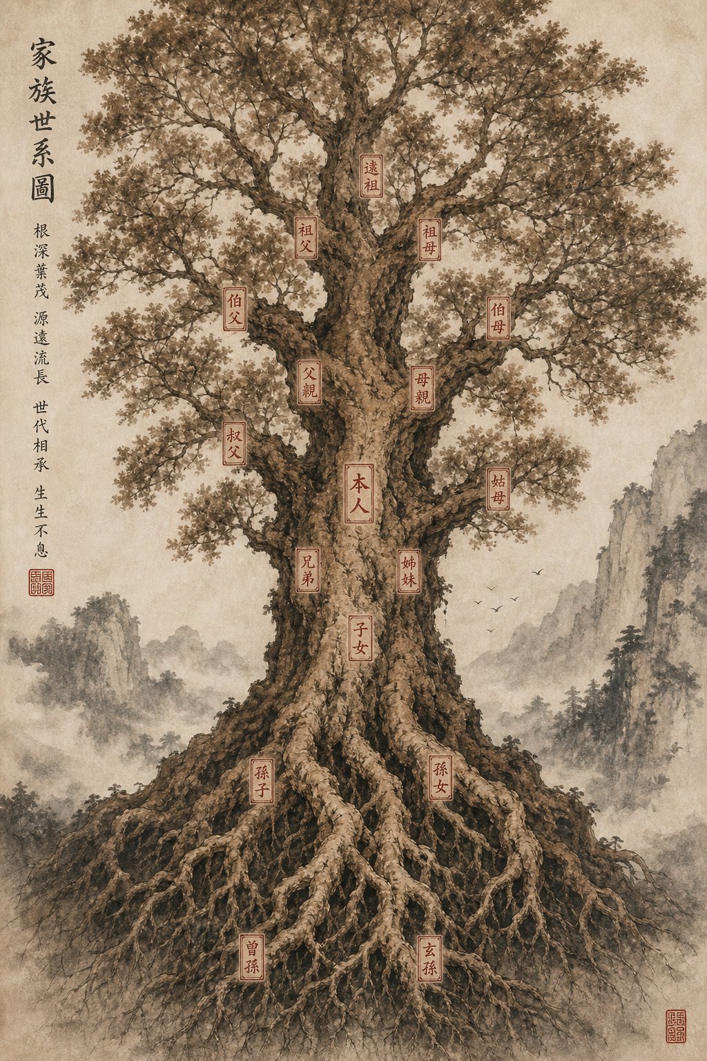 chinese surnames are inherited across generations like branches of an ancient family tree