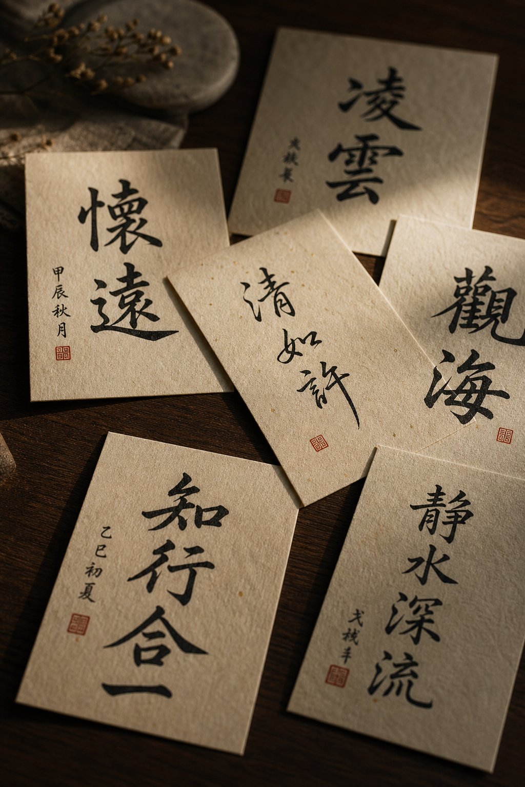 curated chinese character cards representing ready to use username options across different styles