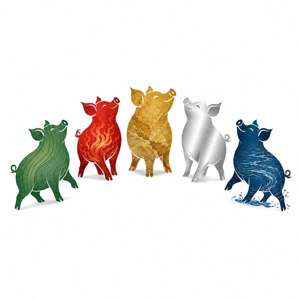 five elemental pig sub types each carry unique radical needs based on their heavenly stem element