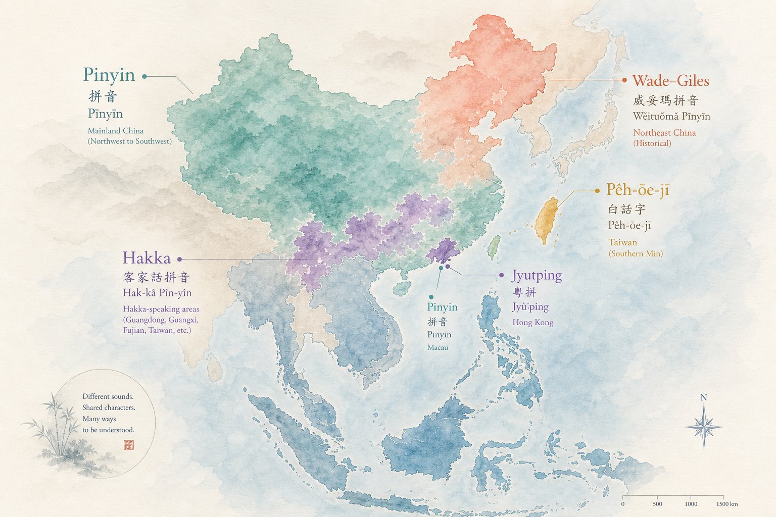 the same chinese surname character produces different romanized spellings across regions and dialects