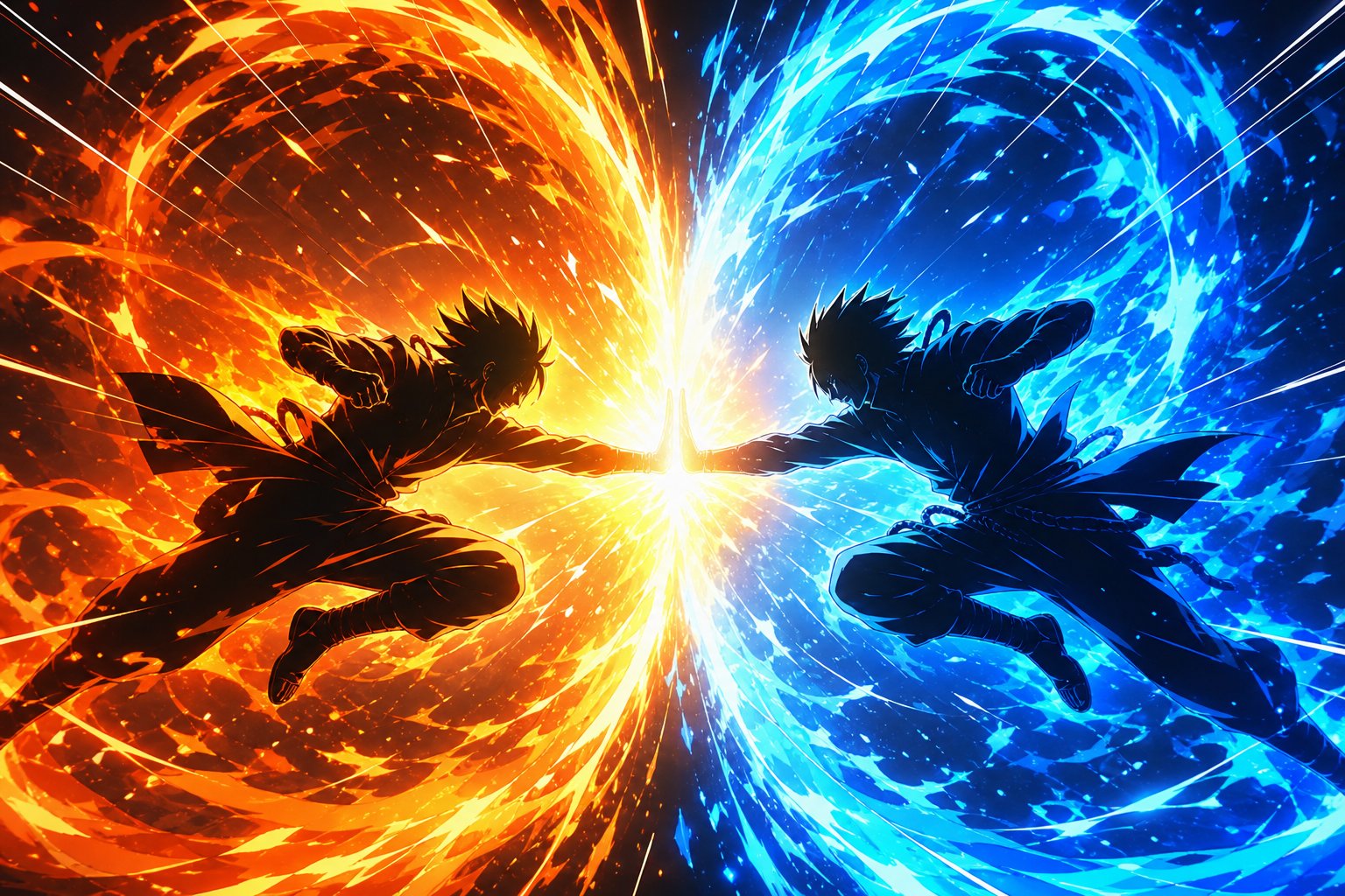 two characters fusing with energy streams representing potara and metamoran naming conventions